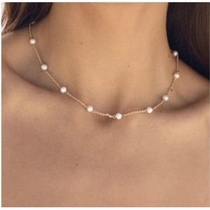 New 18k gold plated choker necklace with fresh water pearls